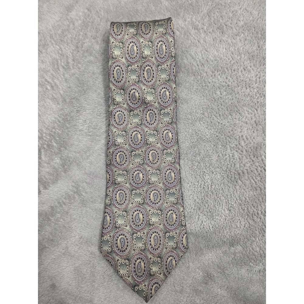Vintage‎ Retro Johnny Carson Men's Necktie Paisley Blue Green 3.75/58 Silk